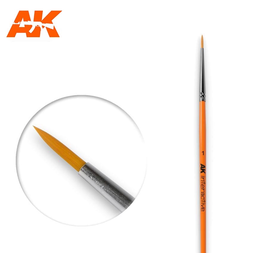 AK Interactive Round Paint Brush 1 Synthetic