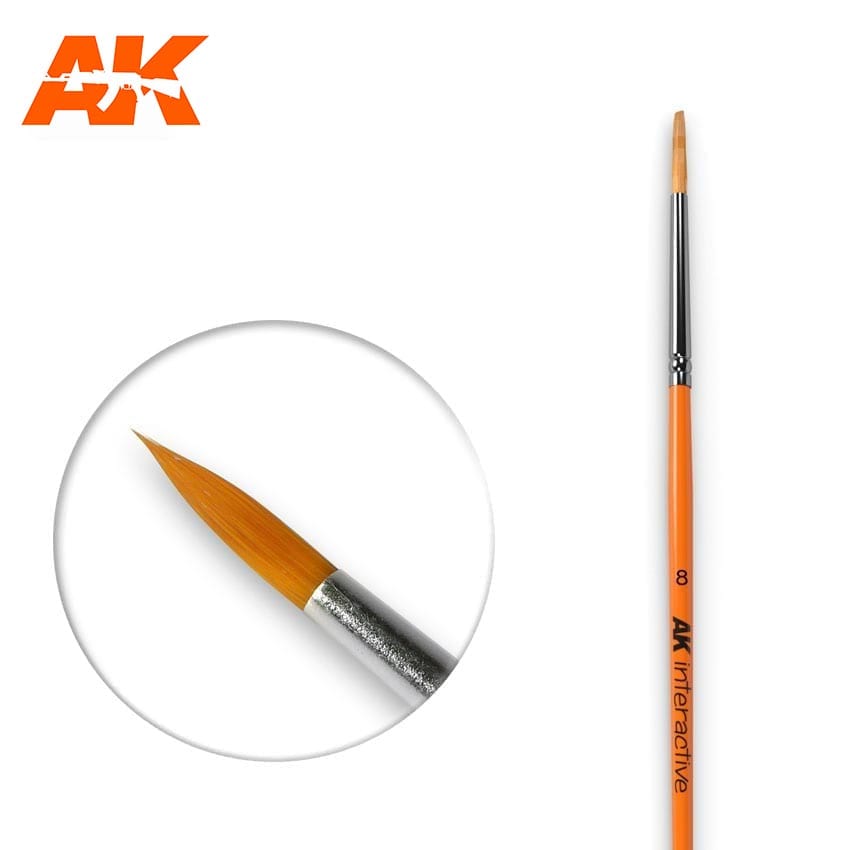 AK Interactive Round Paint Brush 8 Synthetic