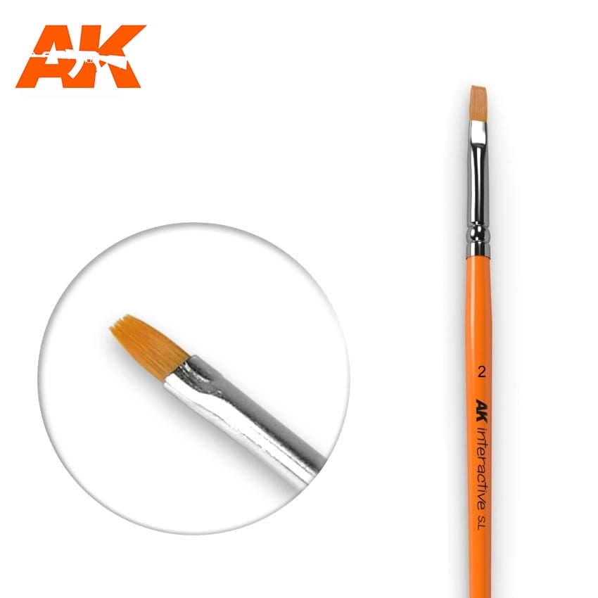 AK Interactive Flat Paint Brush 2 Synthetic