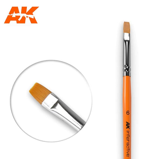 AK Interactive Flat Paint Brush 6 Synthetic