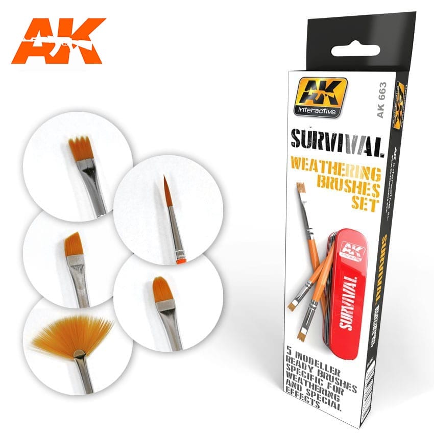 AK Interactive Survival Weathering Paint Brush Set
