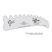 Essential Seven 45 Degree Shield stencil template for curved edges and spontaneous effects, solvent-proof and airbrush cleaner compatible.