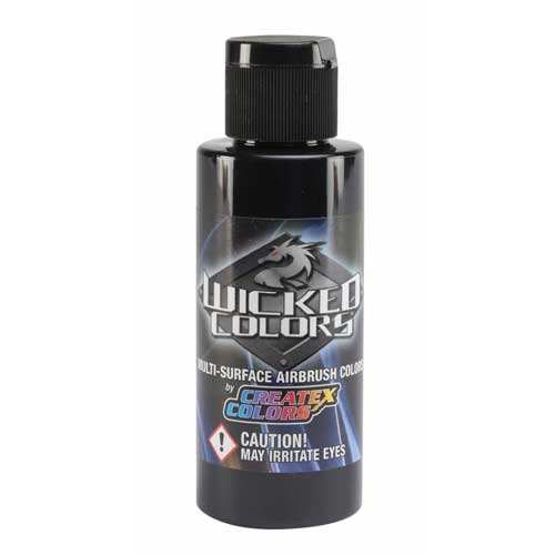 Wicked Opaque Jet Black fluid acrylic airbrush paint for multi-surface use with high opacity and fast drying.