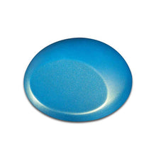 Wicked Fastback Green metallic airbrush paint sample showing durable satin pearl finish and multi-surface compatibility.