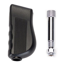 Custom Grip Handle with ergonomic textured non-slip black grip and chrome attachment for Iwata airbrush models.