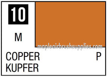 Mr. Color Copper paint swatch showing rich metallic copper shade for model painting and crafts in 10ml size.