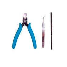 Mr. Hobby Basic Tool Set includes blue-handled nipper, precision tweezers, and a detail pick for model building.