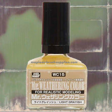 Mr. Weathering Light Grayish bottle showing light grayish brown color for realistic Eastern Front vehicle weathering effects.
