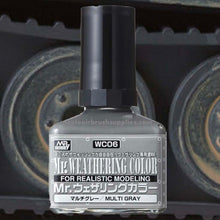 Mr. Weathering Multi Gray bottle for realistic modeling and weathering effects on scale models.