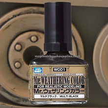 Mr. Weathering Multi Black WC01 paint bottle for realistic modeling by Mr. Hobby GSI Creos weathering colors.