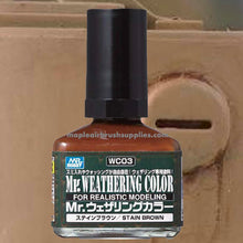 Mr. Weathering Stain Brown bottle with black cap for realistic modeling weathering color effects