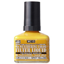 Mr. Weathering Filter Liquid Yellow by Mr Hobby for realistic shading and filtering effects on painted surfaces.