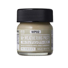 Mr. Weathering Paste Mud White jar with black lid for realistic weathering effects in scale models and crafts.