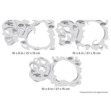 Scott McKay Pack O Skullz 1 stencil set with three skull designs: Side Look, Say What?!, and Look Up, 10x6 in each.