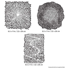 Texture FX2 stencil set with three 8.5x11 inch freehand templates for adding natural organic textures to artwork.